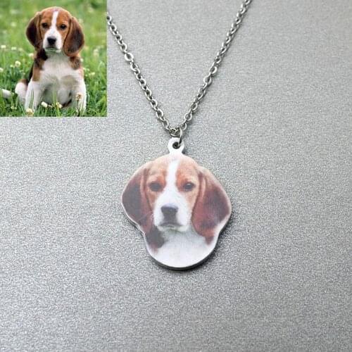 Personalized Photo Necklace Portrait Your Pet Dog Necklace Pet Lover Gift Engrave Animal Name Necklace Memorial Gift
