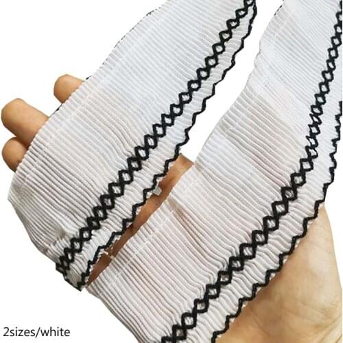 6/9CM Wide HOT Pleated beige Embroidery flower lace fabric trim ribbon DIY sewing applique collar fringe dress guipure decor