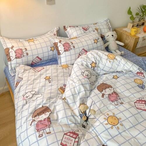 Cartoon Simple Modern Style 3/4 Pcs Bed Cover Set Child Room Bed Set Beautiful Comforter Bedding Sets King Duvet Cover Bed Sheet