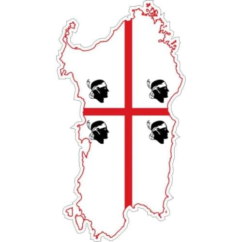 Hot Personality PVC 14cm X 7cm Sardinia Italy Flag Motorcycle Decal Map Car Sticker Waterproof Decoration