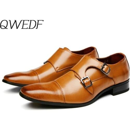 QWEDF New Spring Mens Brand Formal Shoes Lace Up dress shoes Oxfords Fashion Retro Shoes Elegant work Footwear Mocassins K6-24