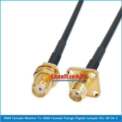 SMA Female Washer Nut to SMA Female 4 Hole Flange Chassis Panel Mount Pigtail Jumper RG-58 RG58 3D-FB 50-3 Extend cable 50 Ohm