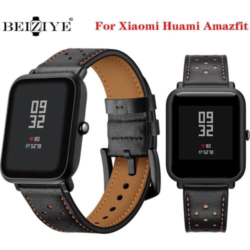 20mm Leather Strap For Xiaomi Huami Amazfit Bip band watchband For Xiaomi Huami Amazfit Bip Men Women Replacement Bracelet Wrist