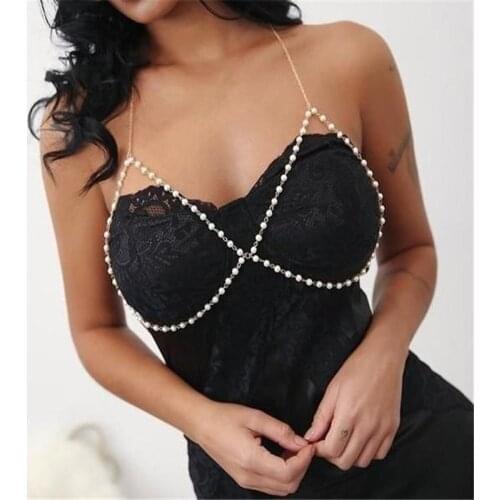 Sexy Lingerie Pearl Body Chest Chain Porn BDSM Bondage Sexy Party Game Bikini Harness Bra Women Charming Jewelry Sex Accessories