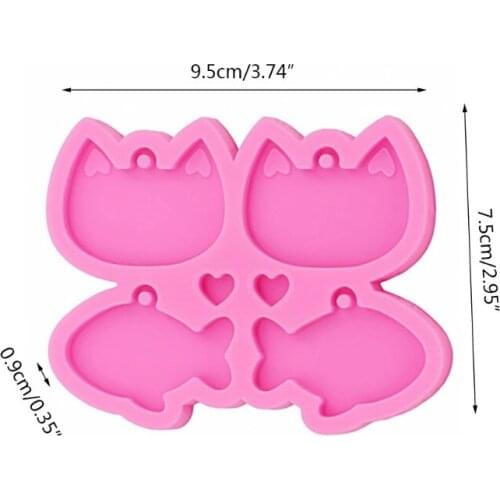 Cat Head Fish Earrings Handmade Silicone Mold Keychain for DIY Keychain Decoration Pendant Jewelry Crafts Non-toxic