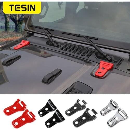 TESIN Car Stickers For Jeep Gladiator JT 2018+ Car Engine Hood Hinge Protector Trim Cover Accessories For Jeep Wrangler JL 2018
