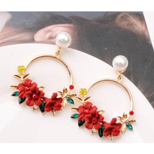 Vintage Boho India Ethnic Water Drip Hanging flower Dangle Drop Earrings for Women Female New Wedding Party Jewelry Accessories