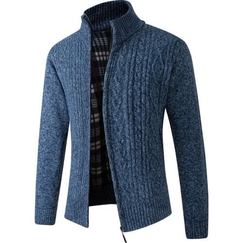 Knitted Cardigan Men Sweater Casual Stand Collar Male Jacket Fashion Slim Solid warm zipper winter cardigan Men Sweatercoat