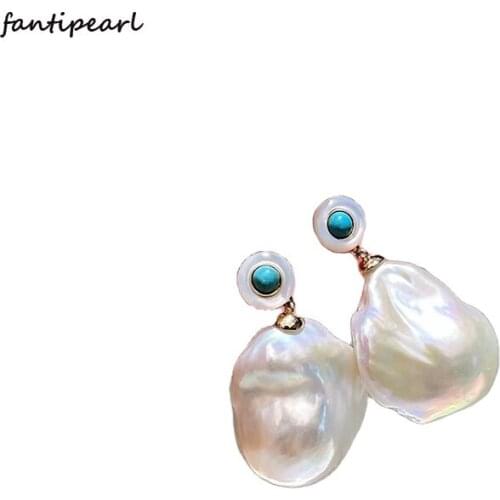 Fashion jewelry blue embellished baroque pearl sterling silver accessories personalized high-end womens earrings