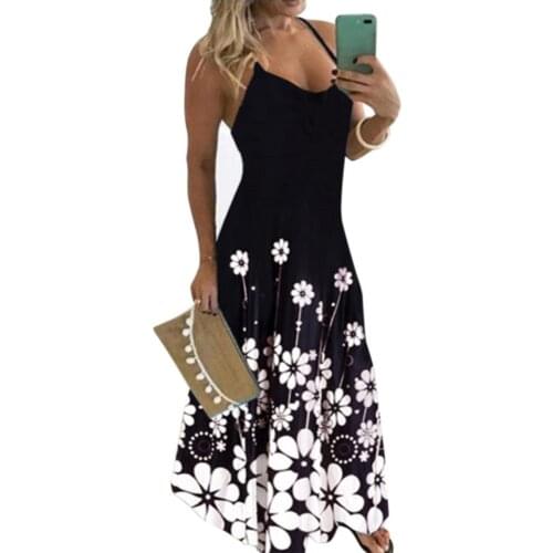 Summer Spaghetti Straps Sexy Dress Vintage Boho Floral Long Dress Women Casual Dresses Elegant Robe Femme Korean Vestidos D30
