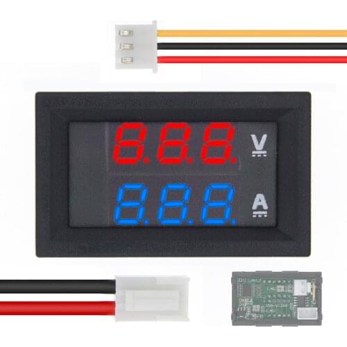 DC 0-100V 10A Digital Voltmeter Ammeter Dual Display Voltage Detector Current Meter Panel Amp Volt Gauge 0.28" Red Blue LED