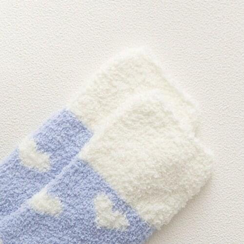1 Pair Autumn and winter Love heart socks coral fleece towel socks floor socks 6 Colors thickening Women plush