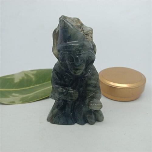 1pc 72mm natural stone hand carved witch Labradorite stone carving lovely witch reiki healing crystal free shipping