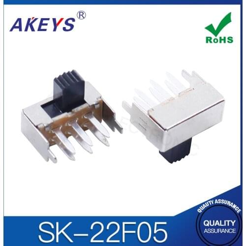 20PCS SK-22F05 2P2T Double pole double throw handle heights 6.0mm slide switch side insert 6 pin with 2 fixed pin