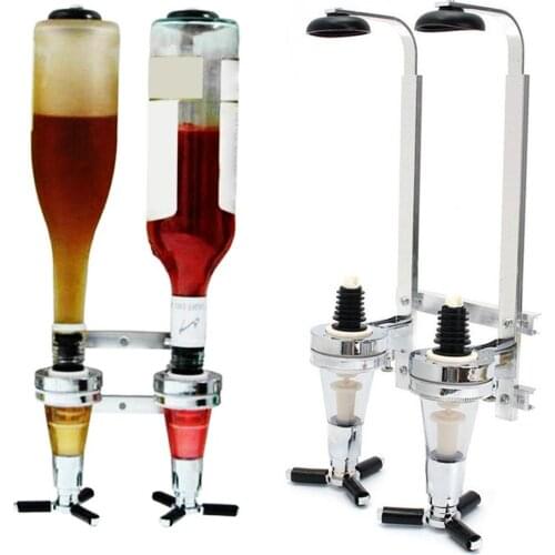 25/30/45ml Wall Mounted Stand 2 Bottle Wine Beer Dispenser Home Bar Pourer Rack