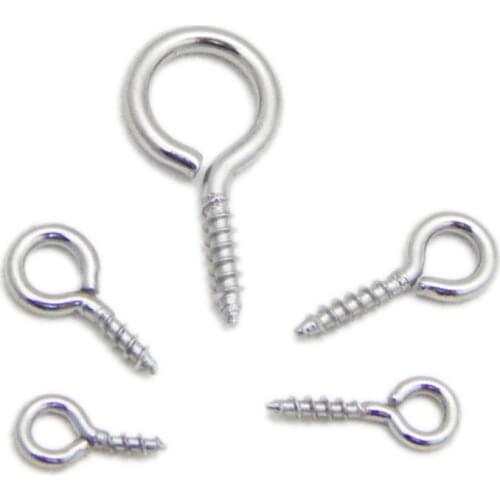 50ps/lot Stainless Steel Mini Eye Pins Hooks Eyelets Screw Threaded Pendant Clasps Drilled Beads DIY Necklaces Jewelry Making