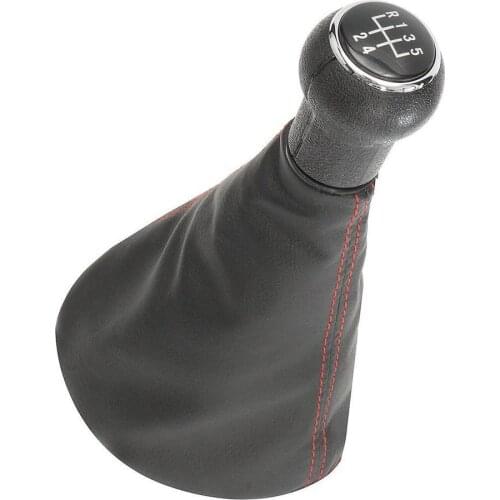 SPEEDWOW Car Manual 5/6 Gear Shift Knob Gear Shifter Luggage Cover PU Leather Suitable for Volkswagen Golf 4 2003-2008 Auto Part