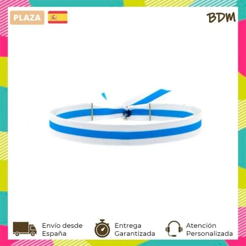 BDM-autonomous community bracelet of Galicia blue and white ribbon, adjustable. Bracelet for men and women Spain
