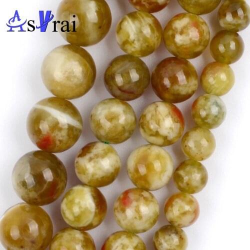 6 8 10mm Natural Stone Beads Green Serpentine Round Loose Spacer Beads For Jewelry Making DIY Bracelet Necklace Accessories 15"