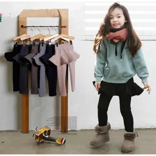 Childrens wear girls pants layering plush and thickened skirt pants Bottomwear new winter wear toddler leggings