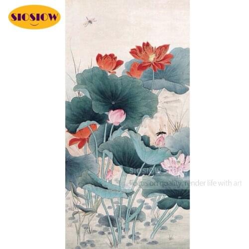 DIY 5d Diamond Mosaic Embroidery Flower Lotus Chinese Cross Stitch Kit 3D Daimond Painting Flowers Wall Pictures For Living Room