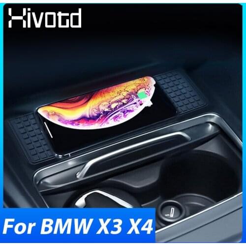 Hivotd Car Wireless Charger Pad Phone Quick Charging Board Plate QI Interior Refit Accessories For BMW X3 F25 X4 F26 2014-2017