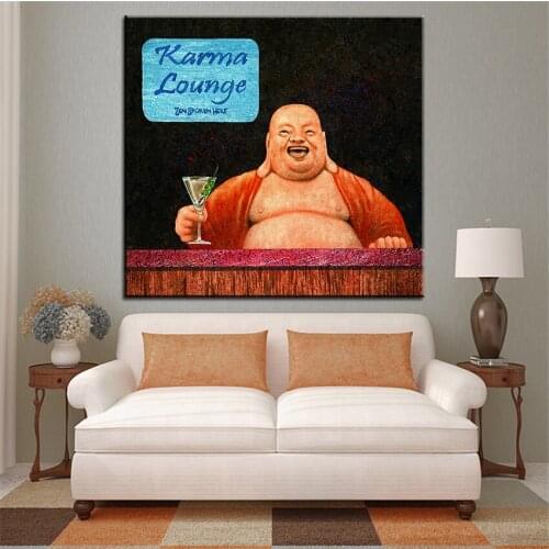 Large size Printing Oil Painting the happy buddha Wall painting Wall Art Decoration Picture For Living Room painting No Frame