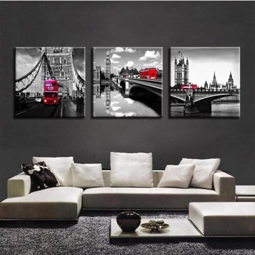 3Pieces London Bridge Tower Paintings Red Car Bus 5d Diy Diamond Painting Diamond Embroidery mosaic art Home DecorationsZP-380
