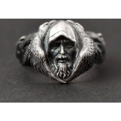 Stainless steel Norse Viking Nordic Wolf Animal Mens Rings Old Man Punk Party High Quality Jewellery Animal Ring