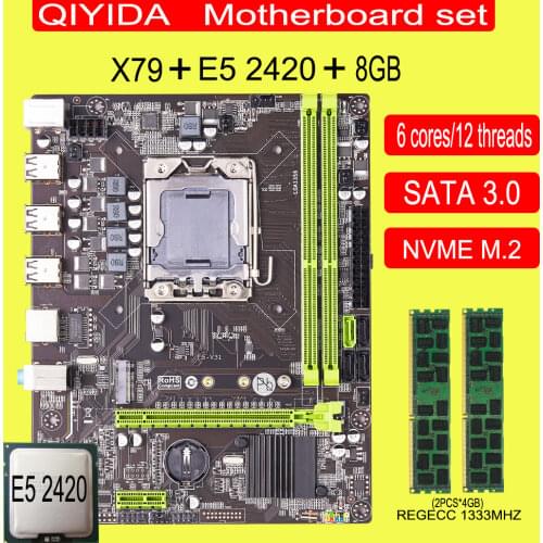 X79 motherboard set with Xeon LGA 1356 E5 2420 cpu 2pcs x 4GB = 8GB 1333MHz pc3 10600R DDR3 ECC REG memory ram