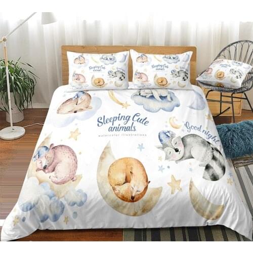 Cartoon Bedding Set Cute Animals Print Duvet Cover Set Fox Home Textiles Microfiber For Kids Girls Bedspread Bed linen