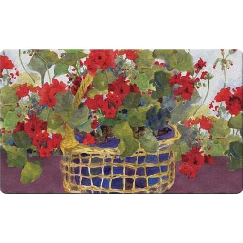 Geranium Basket Decorative Floor Mat Home Decoration Entry Non-slip Door Mat Rubber Washable Floor Carpet