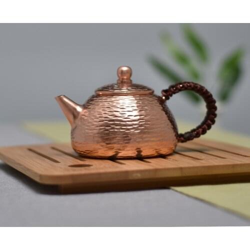 Hammered Pure Copper Small Teapot Tea Kettle Kung Fu Tea Drinkware Tableware