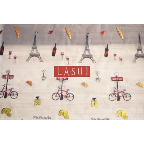 LASUI innocence French style embroidered organza lace fabric style high heels White yarn multicolor lovely