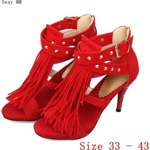 Summer Pumps Women Peep Toe High Heels Party Wedding Platform Gladiator Sandals Woman High Heel Shoes Small Plus Size 33 - 43