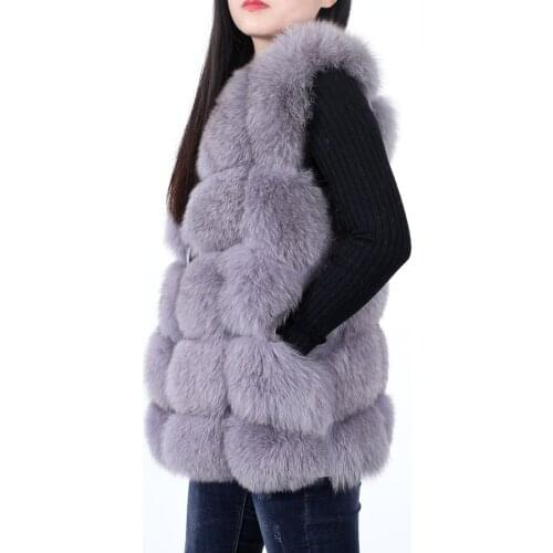 Maomaokong winter new style Fur coat Womens natural fox fur Vest sleeveless Warm street wear