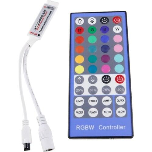 DC12V Mini RGBW LED Controller 40Key 16A 12-24V IR Remote Controller for RGBW or RGBWW 5050SMD LED Strip Lights Module Lighting