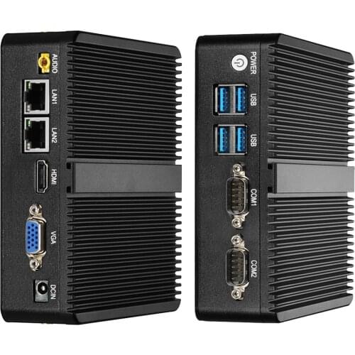Fanless Mini PC Intel Celeron J1900 Windows 10 Dual NIC Gigabit Etherent 2x RS232 HDMI VGA WiFi 4xUSB Linux Industrial Computer