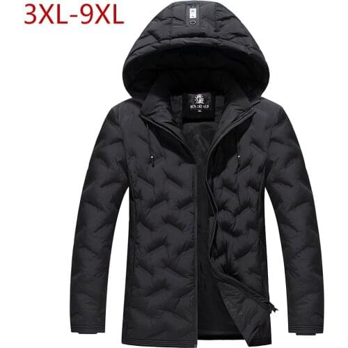 New Men Winter Jacket Brand Hat Detachable Plus Large Size 3XL-9XL Parkas Men Thick Warm Outwear Coats Men High Quality Clothes