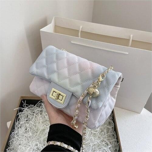 2021 New Crocodile Pattern Shoulder Bag Gradient Color Flip Metal Buckle PU Leather Purses Retro Fashion for Women Crossbody Bag