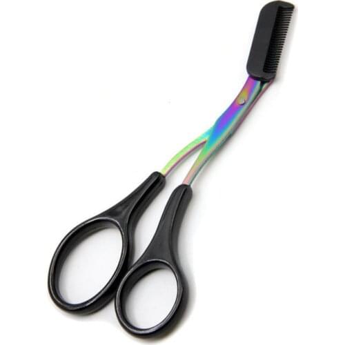 Eyebrow Trimmer Scissors Stainless Steel Washable Shaver With Comb Removable Eyelash Hair Remover Shaver Cutter Color Titanium