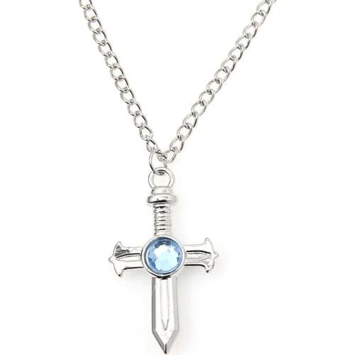 Fairy Tail Gray Fullbuster Choker Necklace Fashion Blue Anime Crystal Cross Pendant Necklace Cosplay Jewelry For Men Women Gifts