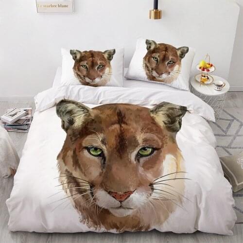 3D Cartoon Leopard Bedding Set Wild Animals Print Duvet Cover Pillowcases Queen King Size Design Bed Covers Bedclothes