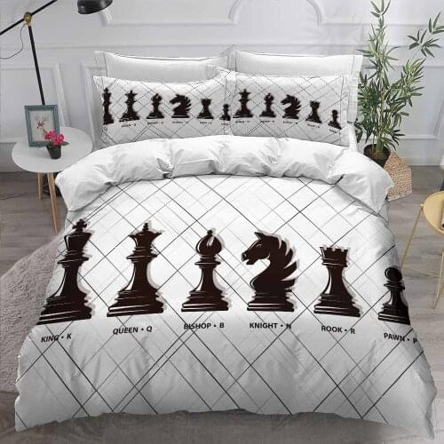 Checkerboard Printed Bedding Cover Pillowcase 3D Simple Style Linen Cover Game Design Bedding Single and Double Full Queen Size