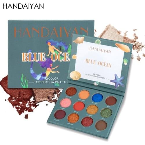 HANDAIYAN 12 Colors Pressed Glitter Eyeshadow Palette Matte Eye Shadow Pearlescent Pigments Makeup Palette Maquillage