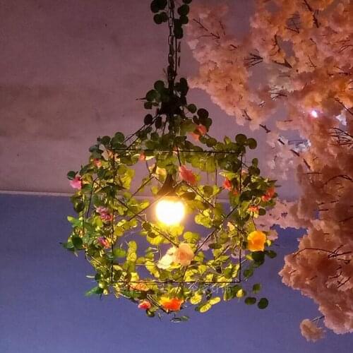 Restaurant Internet cafe plant flower chandelier industrial wind retro creative personality American garden LED lamps fixture