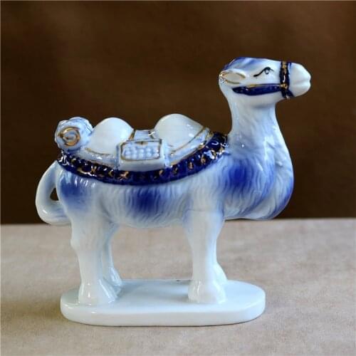 Retro Porcelain Camel Miniature Hand Painted Ceramics Desert Animal Figurine Hike Adventure Mascot Decor Art and Craft Ornament