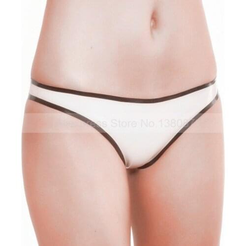 Low Waist Sexy Female T-thong White Rubber Latex Women Shorts Panties S-LPW030