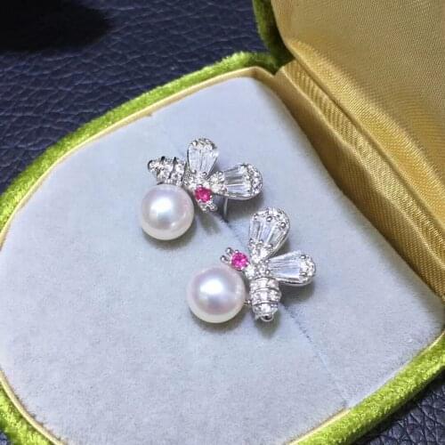 Butterfly 925 Silver Earrings Findings Mountings Settings Jewelry Parts Fittings for Pearls Coral Jade Agate Beads Stones