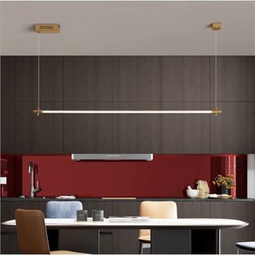 Modern Simple Gold/Black Led Suspension Metal Acrylic Dining Room Bar Lighting Fixture Pendant Lamp 120cm 2021